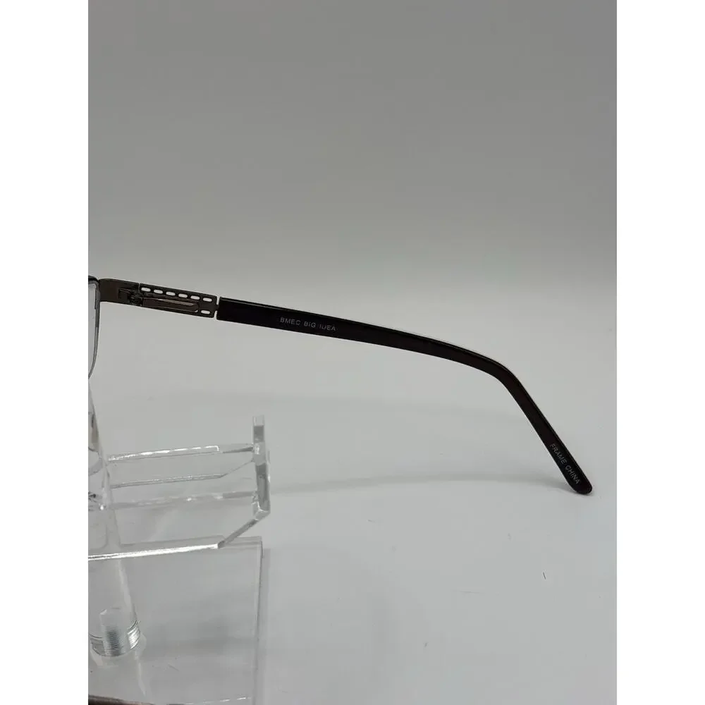 BMEC Big Idea Men's Eyeglasses Brown Gunmetal Semi Rimless 57-17-150 XL